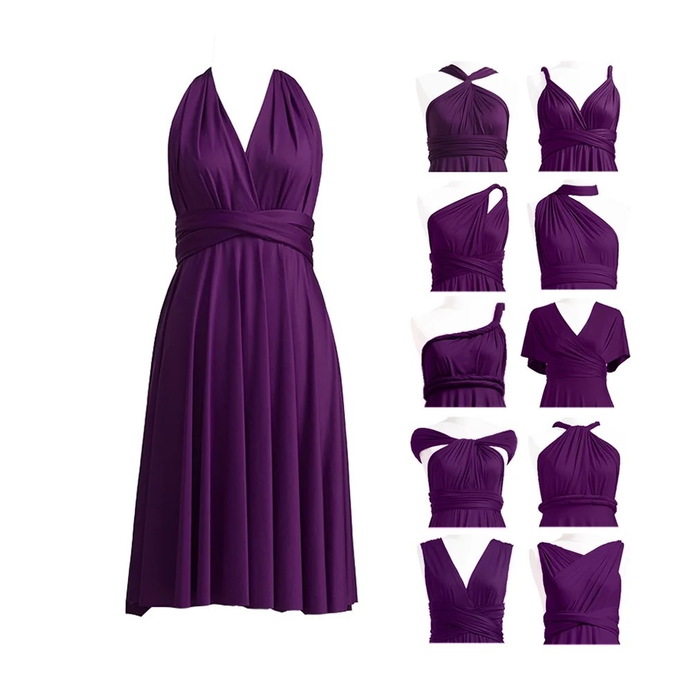 Henkaa purple halter wrap infinity dress Sz S